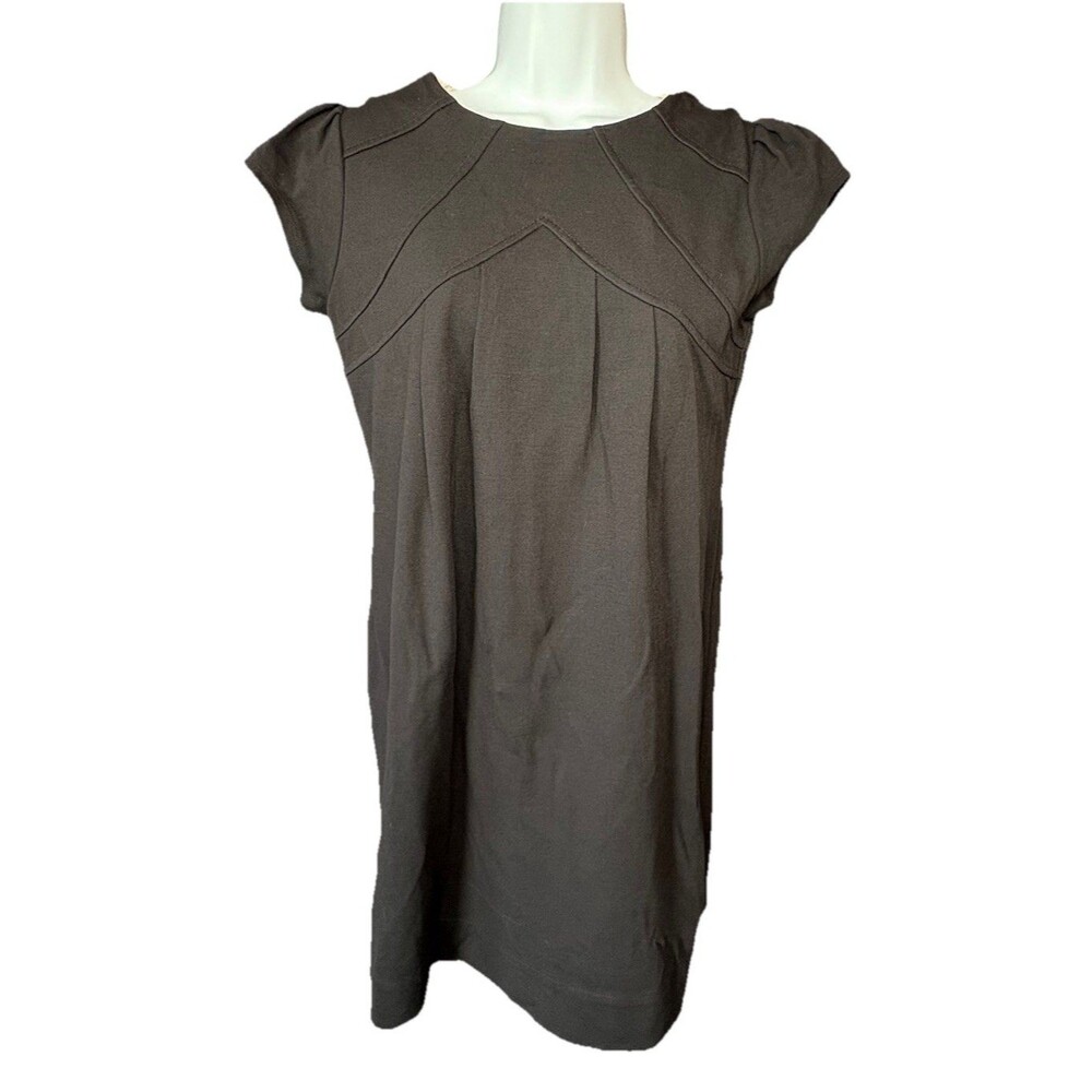 Deletta Anthropologie Black Dress S Small Ponte Knit Shift Pleated Detail Back - Picture 3 of 10